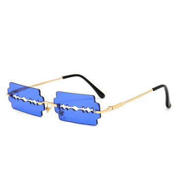 2020 new arrivals blade fashion personalezed rimless shades custom designer luxury metal Flame sunglasses women 77014